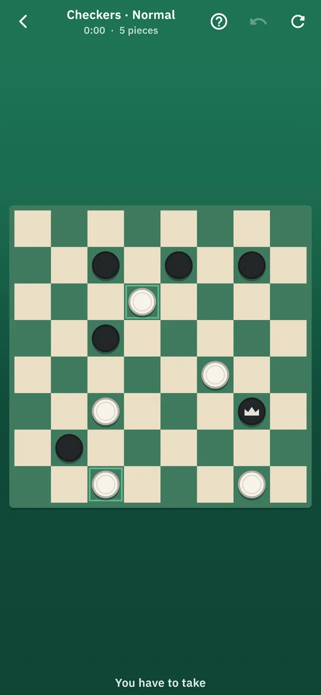 A checkers game in progress on a two-tone board.